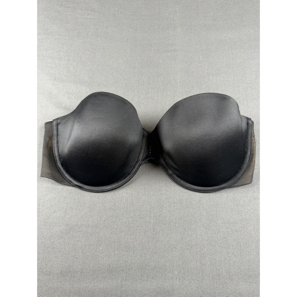 Victoria's Secret Strapless Underwire Padded Bra 34D Black Solid Microfiber